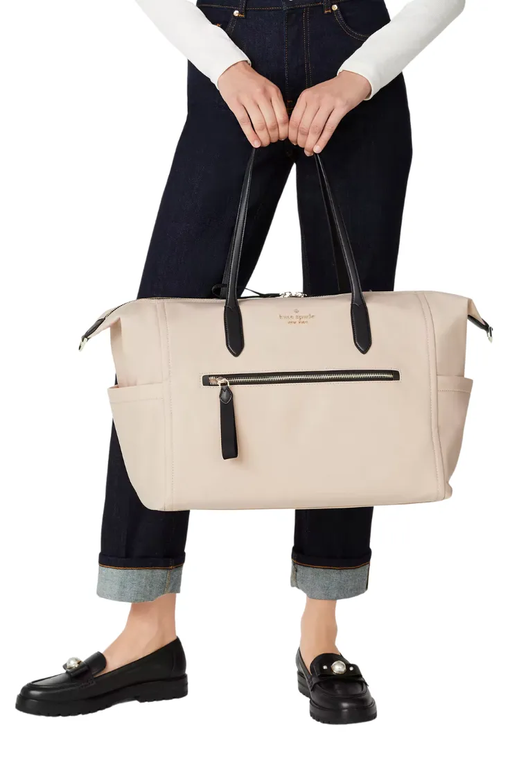 ( PREORDER ) Kate Spade Chelsea Duffle Bag Large Weekender In Warm Beige Multi KE405