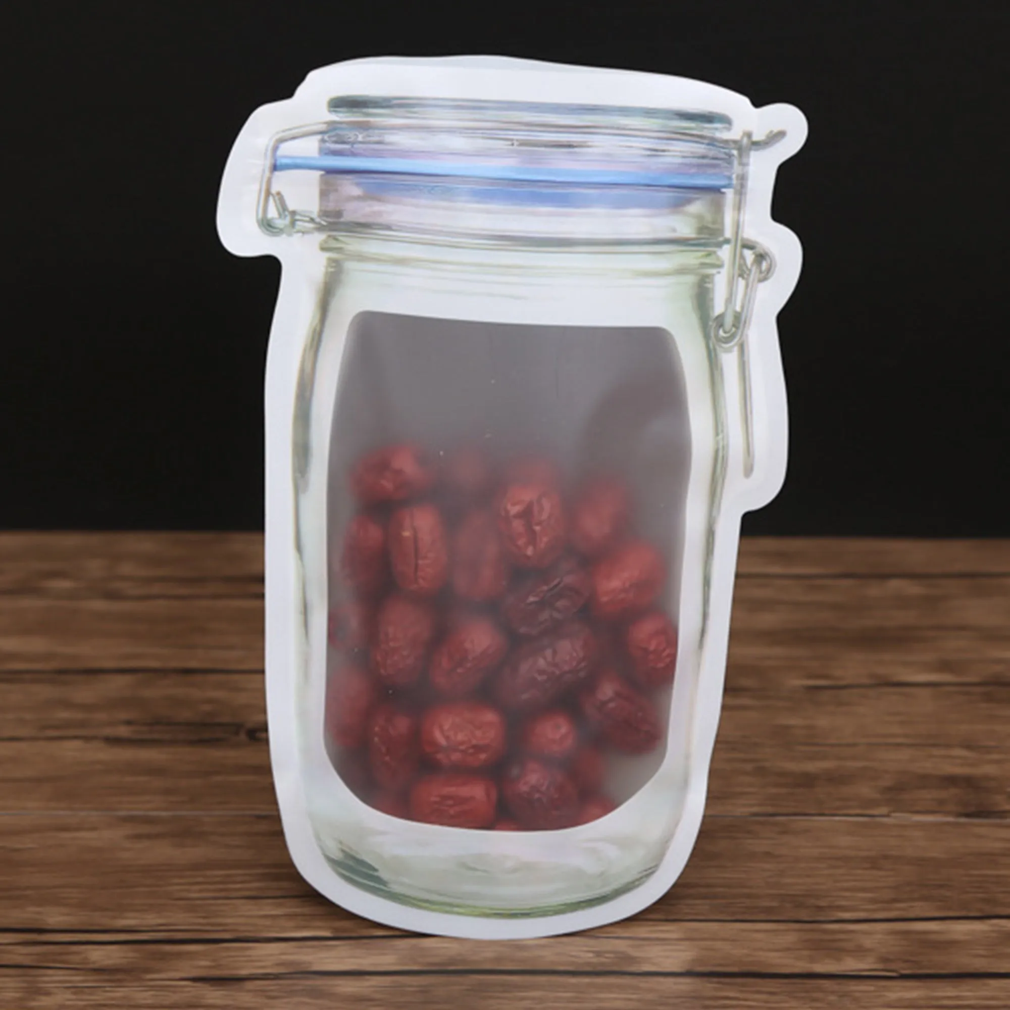 1075 Reusable Airtight Seal Plastic Food Storage Mason Jar Zipper (1000ml)