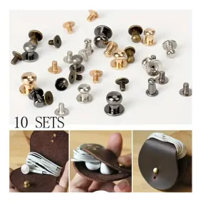 10pcs Set Button Screws, Round Head Ball Studs, Rivets, Artificial Leather Craft Hardware Accessories