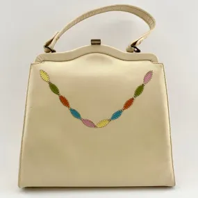 1950s Ivory Stylized Kelly Handbag