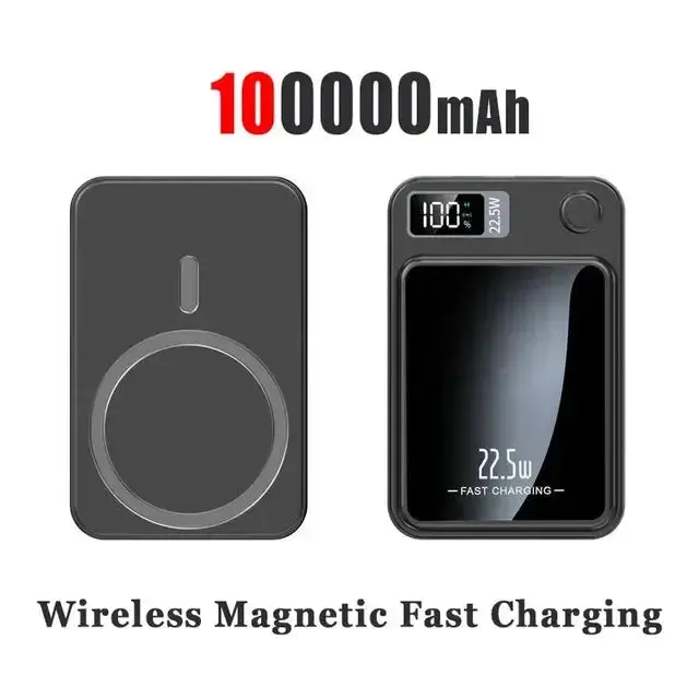 2024 New Wireless Power Bank 100000mAh  Magnetic Qi Portable Powerbank Type C Mini Fast Charger For iPhone Samsung Magsafe