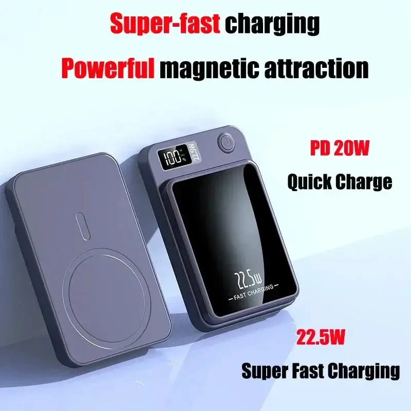 2024 New Wireless Power Bank 100000mAh  Magnetic Qi Portable Powerbank Type C Mini Fast Charger For iPhone Samsung Magsafe