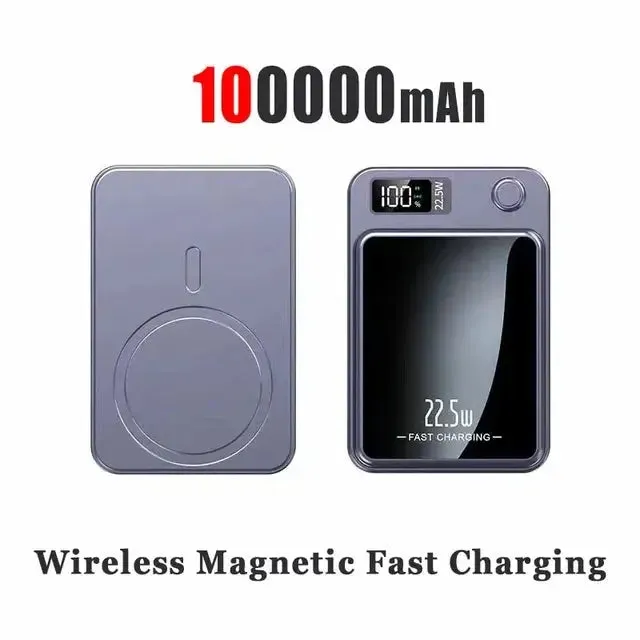 2024 New Wireless Power Bank 100000mAh  Magnetic Qi Portable Powerbank Type C Mini Fast Charger For iPhone Samsung Magsafe