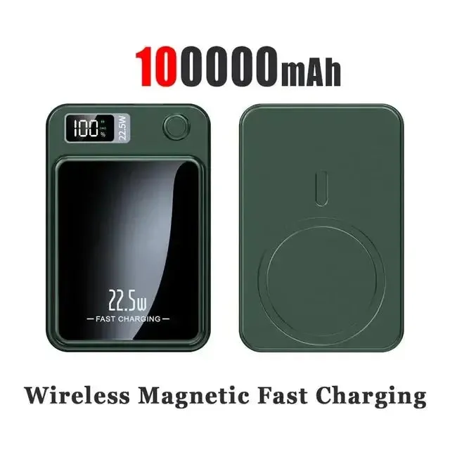 2024 New Wireless Power Bank 100000mAh  Magnetic Qi Portable Powerbank Type C Mini Fast Charger For iPhone Samsung Magsafe