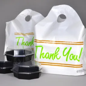 24" x 20"   11"BG 1.5 mil Printed "Thank You" Take Out Bag w/ Wave Top Handle, 250/CS