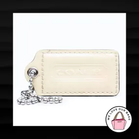 2.5" Large COACH IVORY CREAM PATENT LEATHER KEY FOB BAG CHARM KEYCHAIN HANGTAG