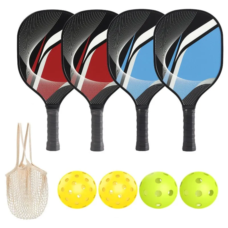 4Pcs/Set Wooden Pickleball Racket Set with Carry Bag