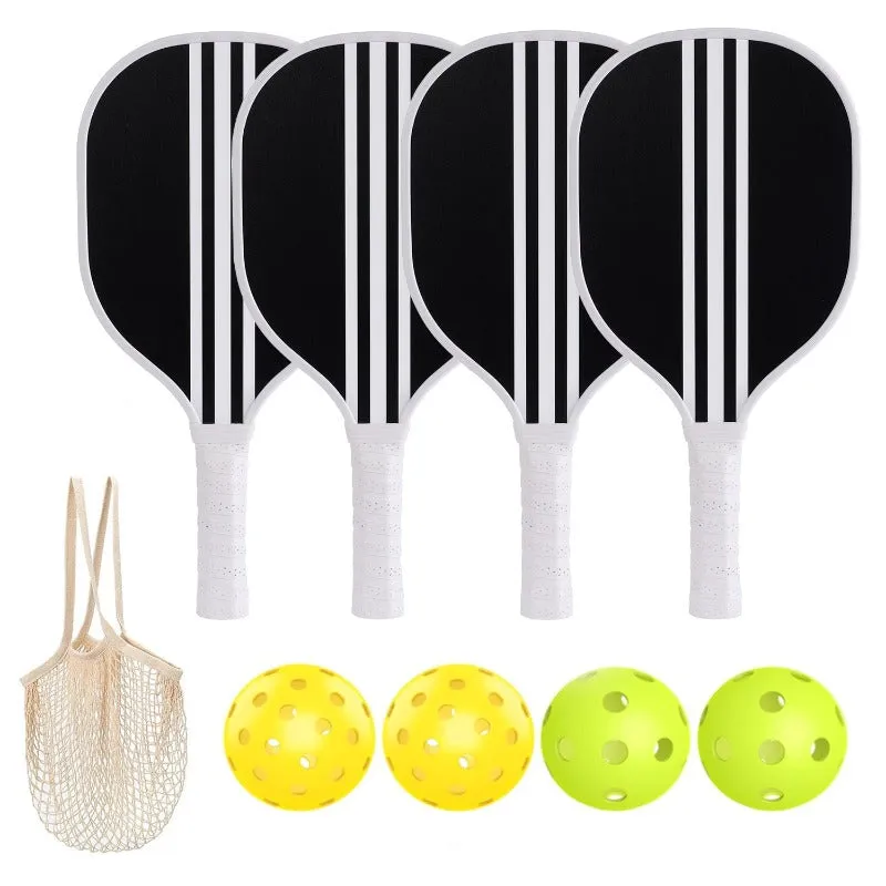 4Pcs/Set Wooden Pickleball Racket Set with Carry Bag