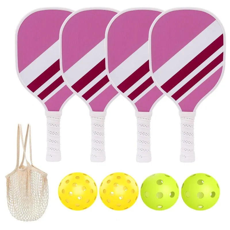 4Pcs/Set Wooden Pickleball Racket Set with Carry Bag