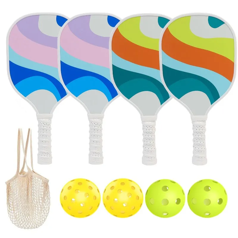 4Pcs/Set Wooden Pickleball Racket Set with Carry Bag