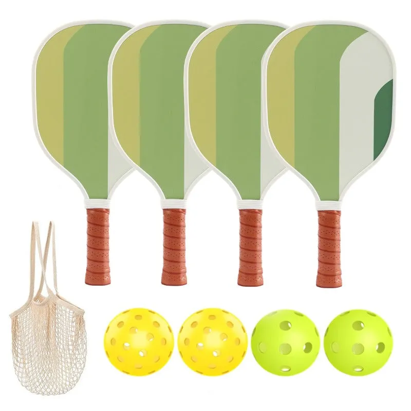 4Pcs/Set Wooden Pickleball Racket Set with Carry Bag