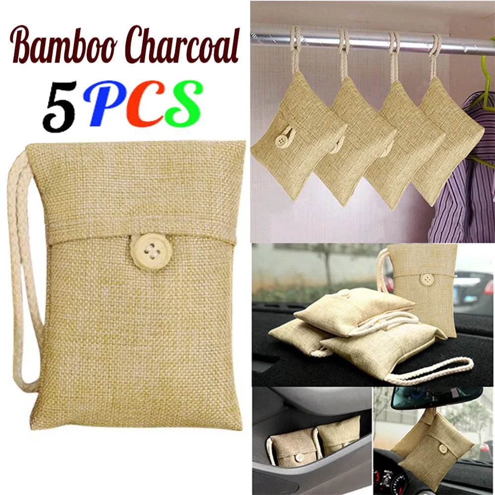 5pcs Bag Car Bamboo Charcoal Activated Carbon Air Freshener Odor Deodorant New