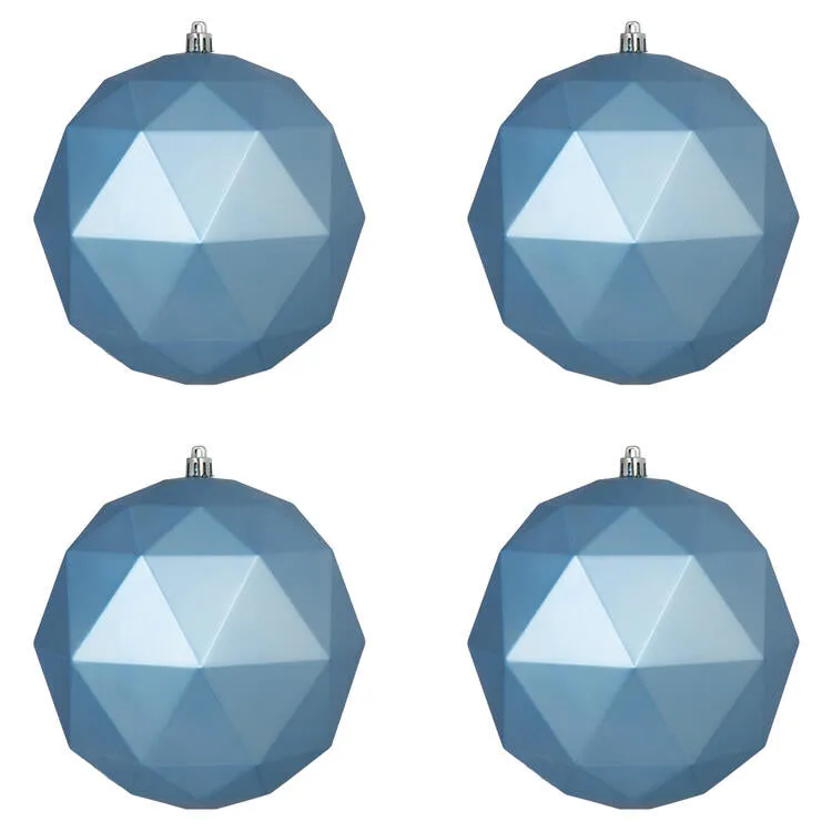 6" Periwinkle Matte Geometric Balls Ornaments 4 Per Bag