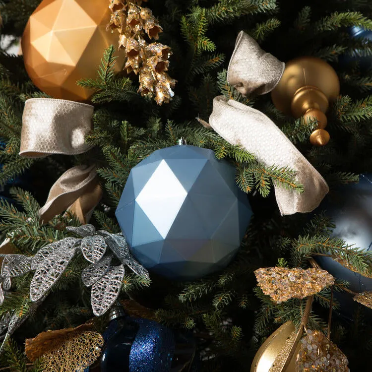 6" Periwinkle Matte Geometric Balls Ornaments 4 Per Bag