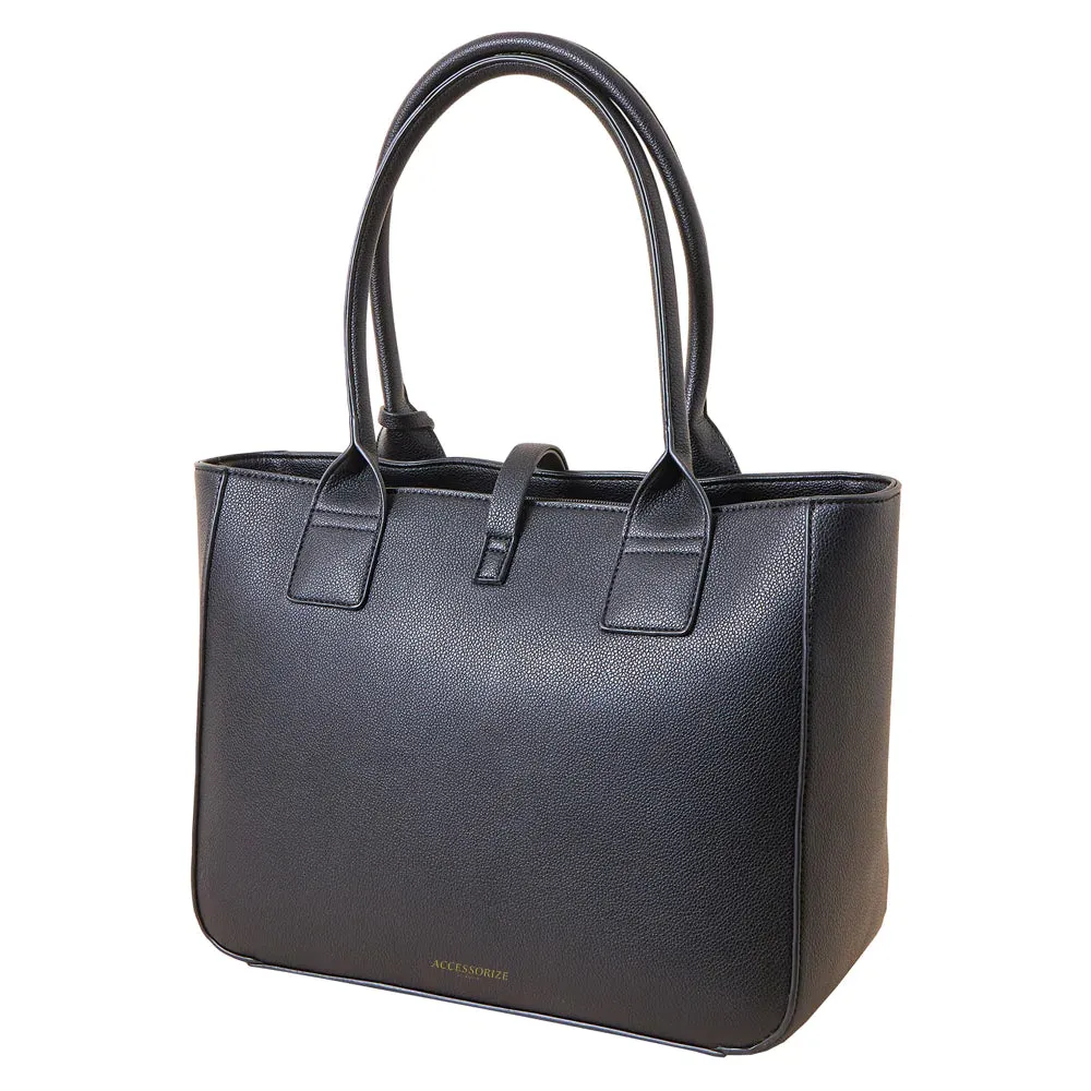 Accessorize London Women's Faux Leather Black Multi Function Workbag