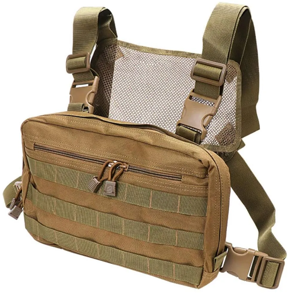 Adjustable Khaki Tactical Rig Vest Front Pack Bag