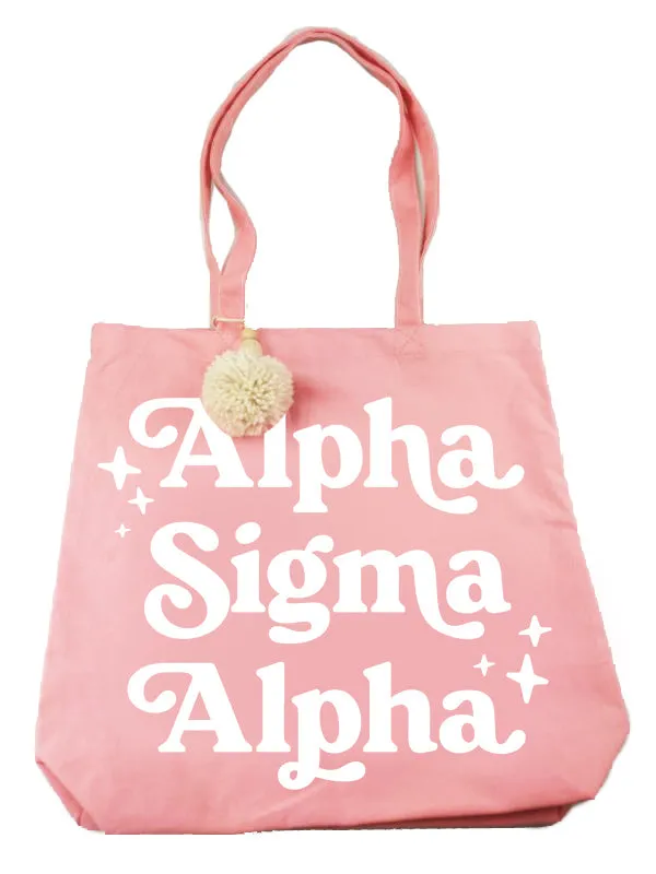 Alpha Sigma Alpha Retro Pom Pom Tote Bag