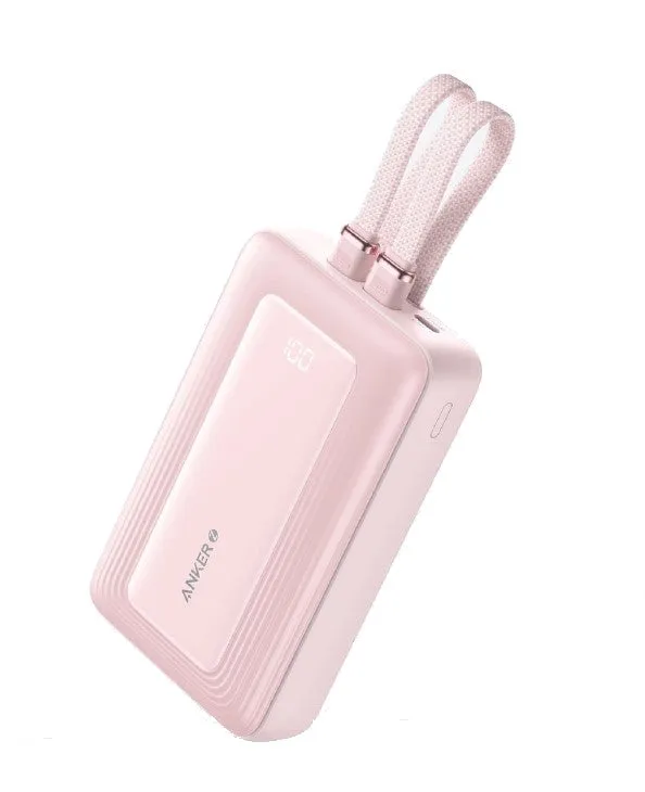 Anker Zolo Power Bank (20K,30W,Built-In USB-C and Lightning Cable) – Pink A1681H51