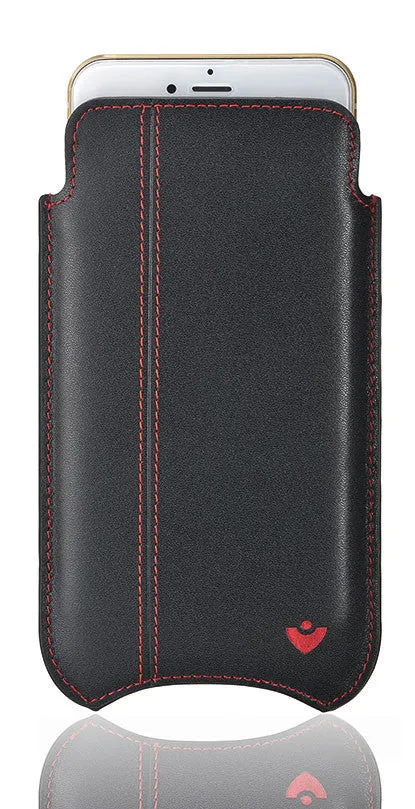 Apple iPhone 12 mini Wallet Case in Black Genuine Napa Leather | Screen Cleaning Sanitizing Lining