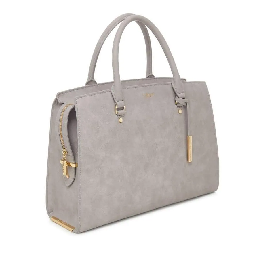 Aricia Vegan Leather Laptop Bag | Grey