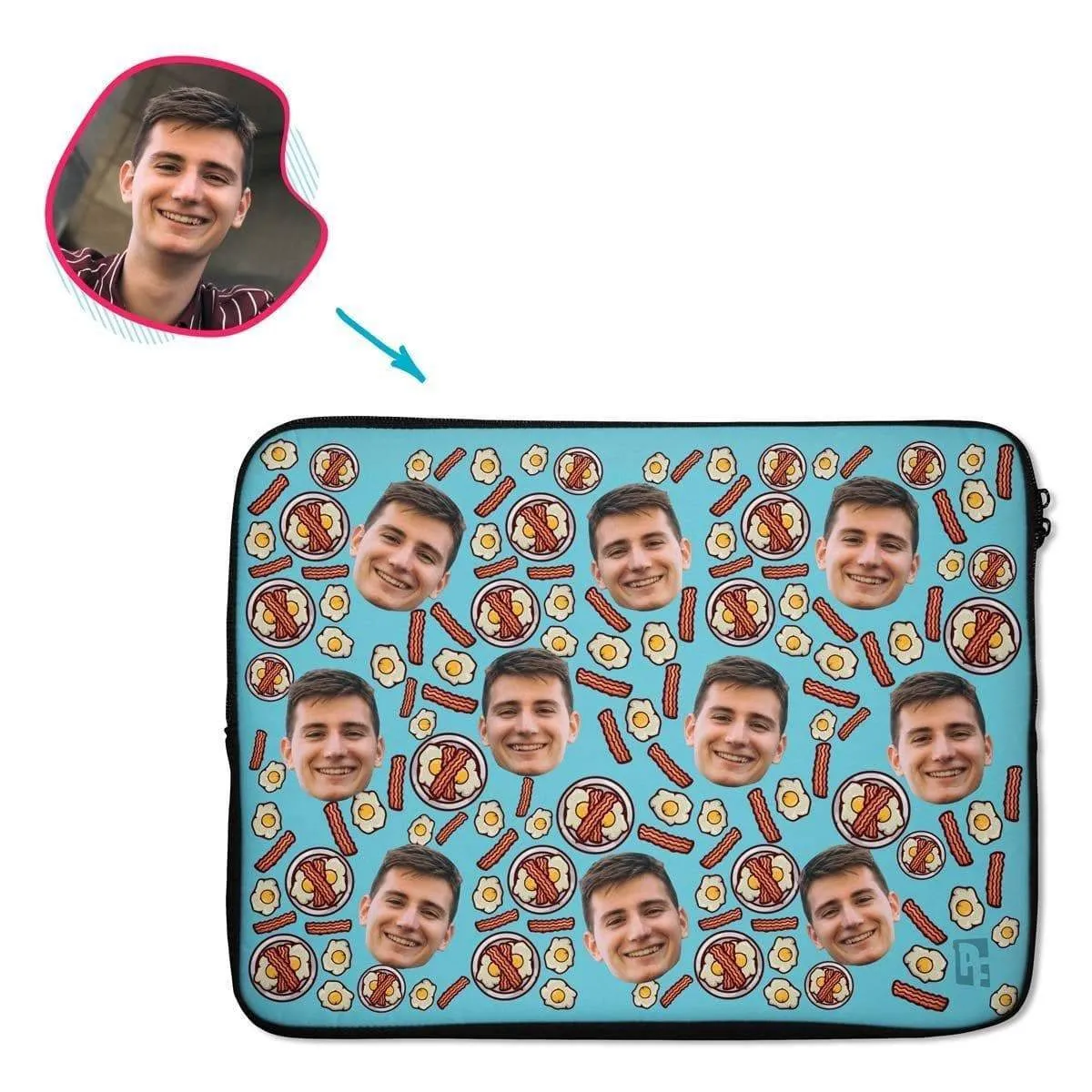 Bacon and Eggs Personalized Laptop Sleeve