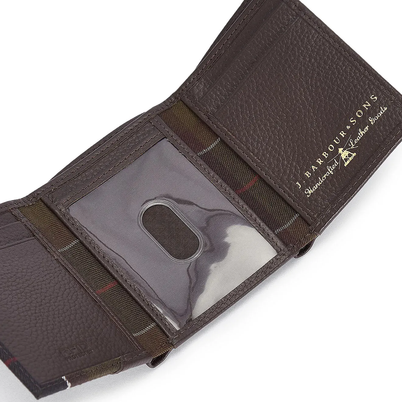 Barbour Tabert Leather Bi-Fold Wallet Chocolate Brown