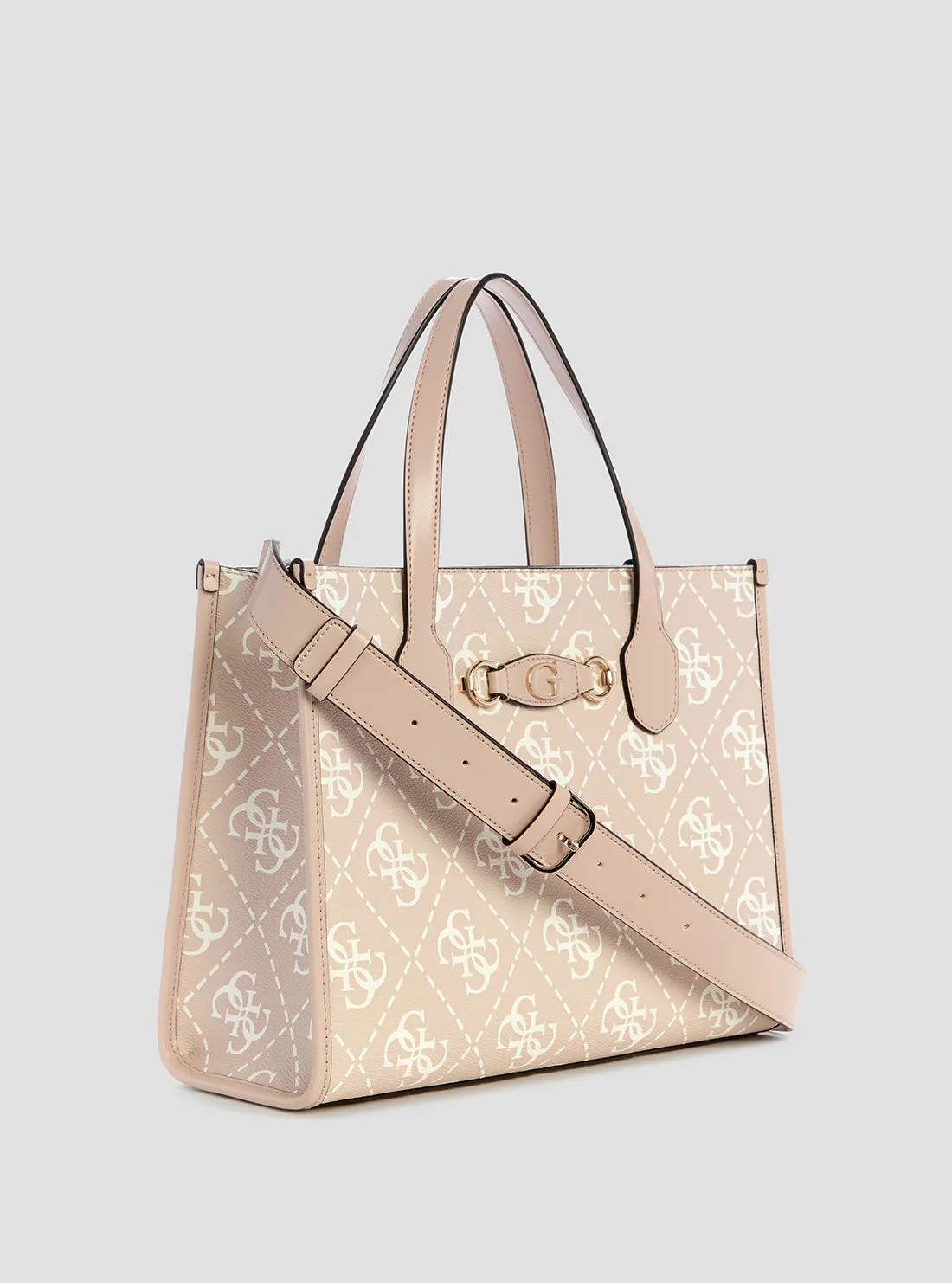 Beige Logo Izzy Tote Bag