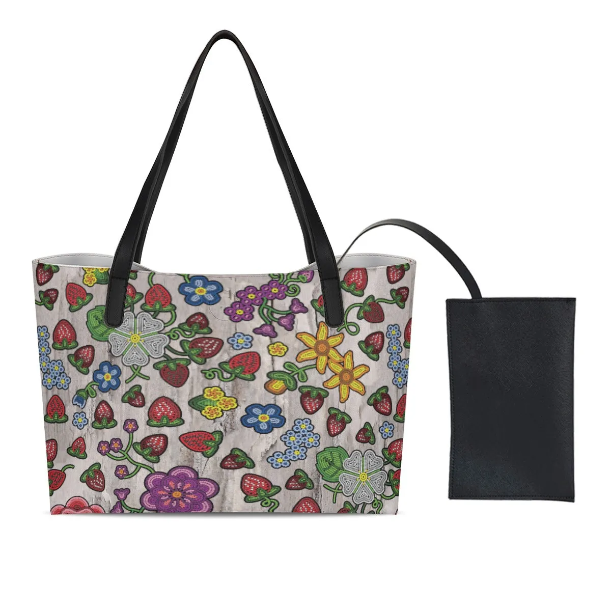 Berry Pop Bright Birch Shopping Tote Bag With Black Mini Purse