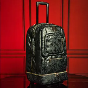 Black Monogram Leather Signature Roller Bag