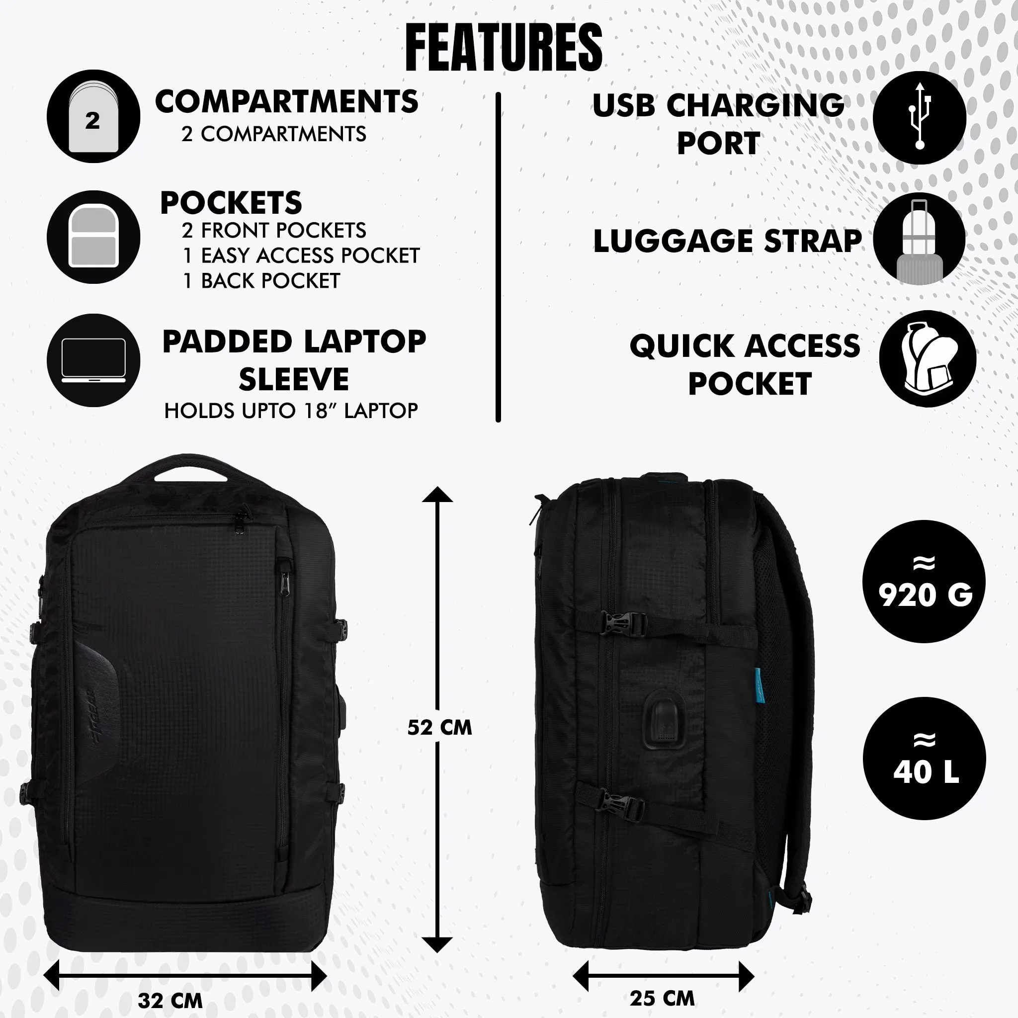 Blackhawk 40L Black Laptop Backpack