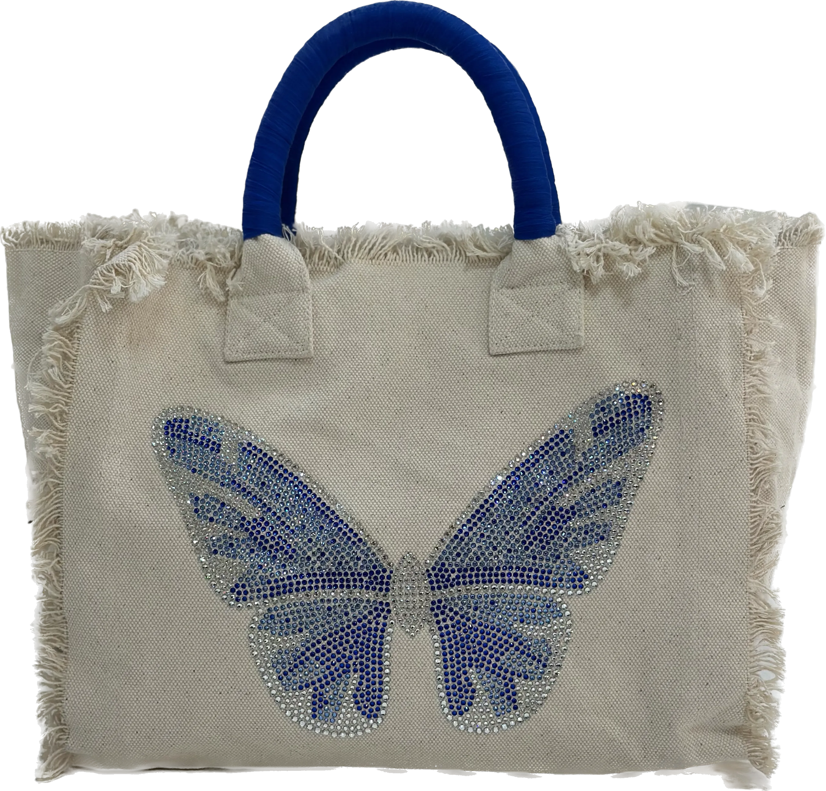 Blue Butterfly Fringe Canvas Bag