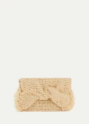 Bow Fringe Straw Clutch Bag