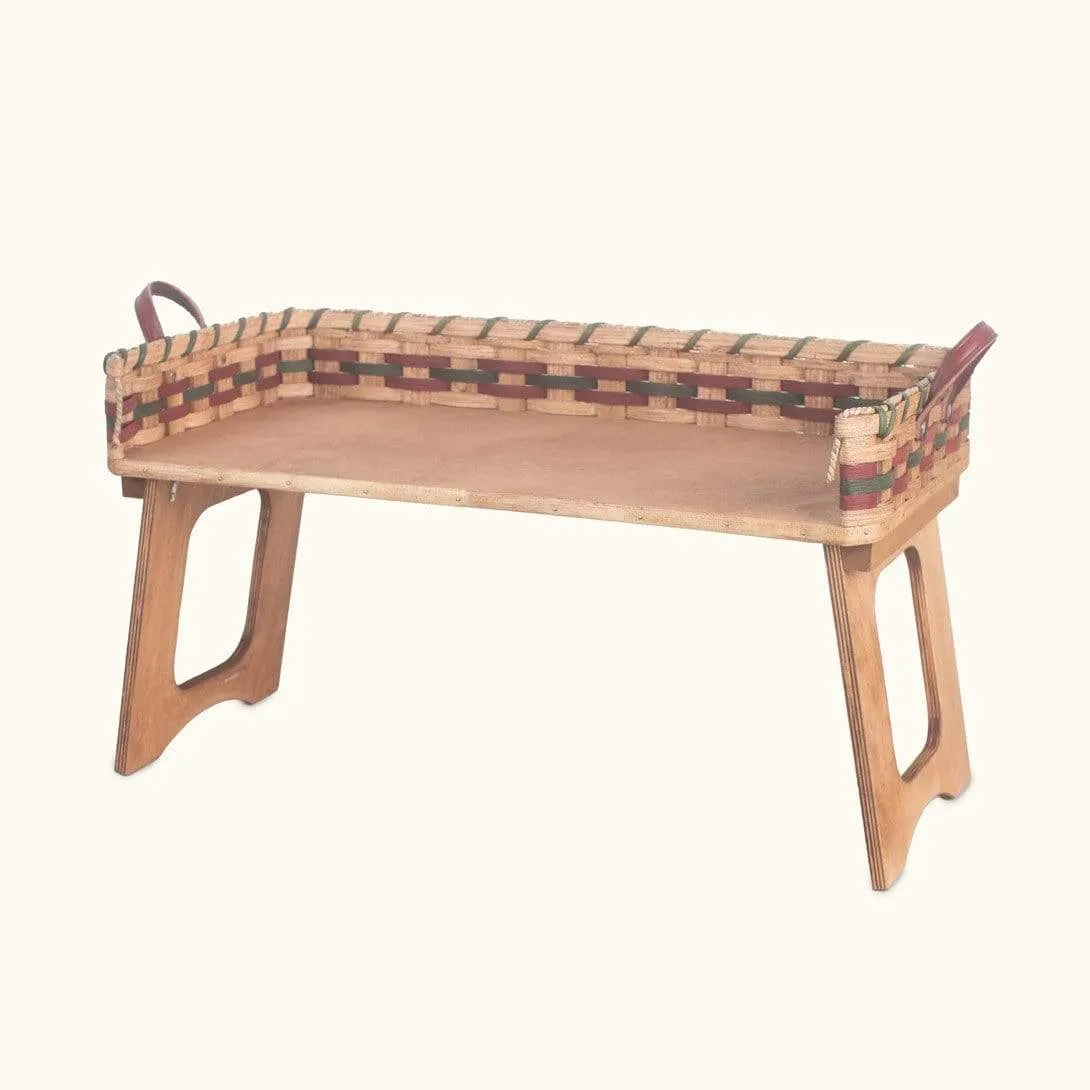 Breakfast In Bed Table | Vintage Woven Wooden Serving Tray