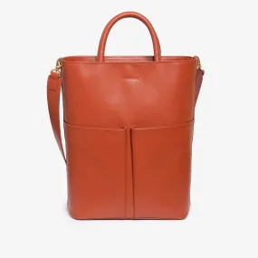 Brick red calfskin  shopping bag