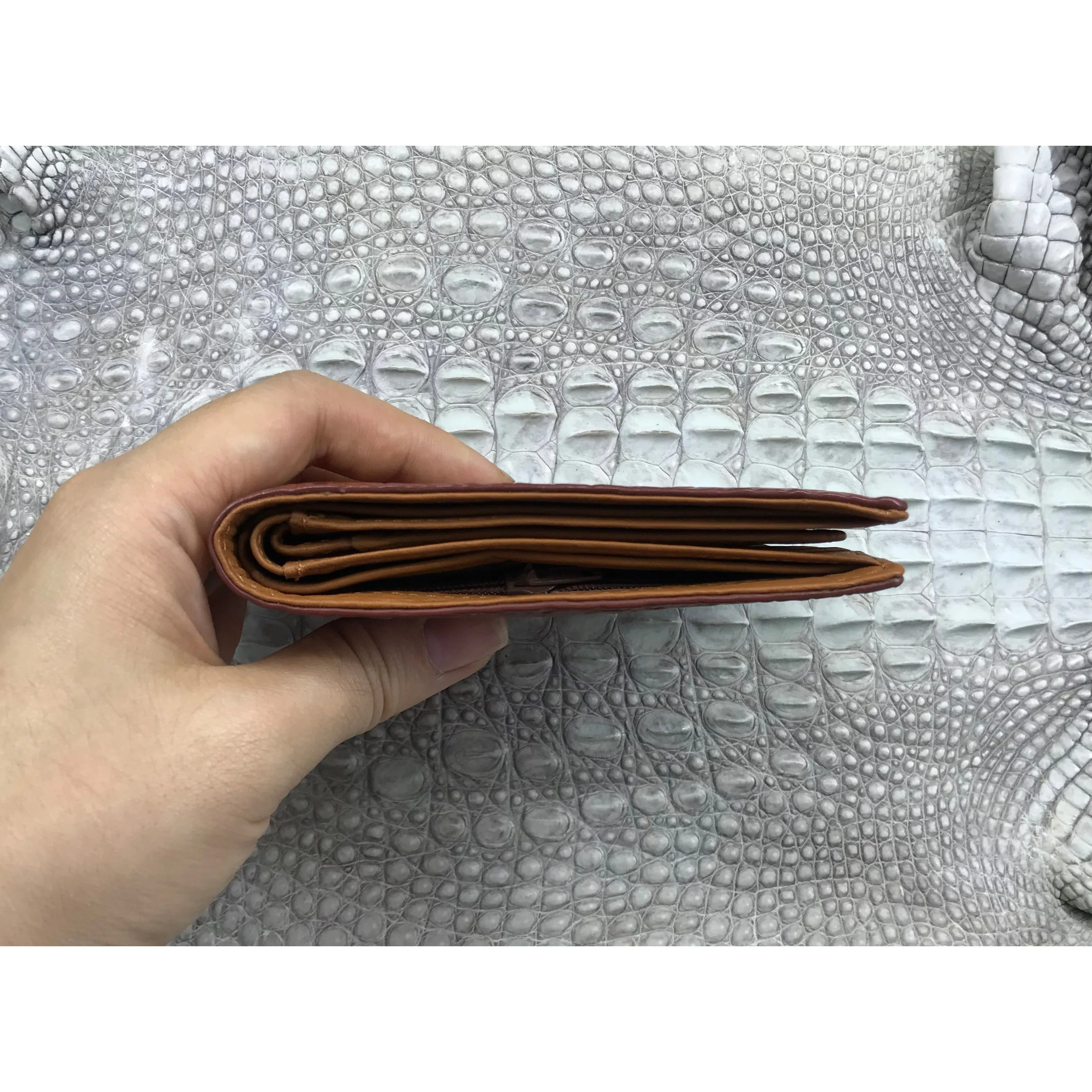 Brown Alligator Skin Bifold Wallet For Men | Handmade Crocodile Leather Wallet RFID Blocking | VL5546