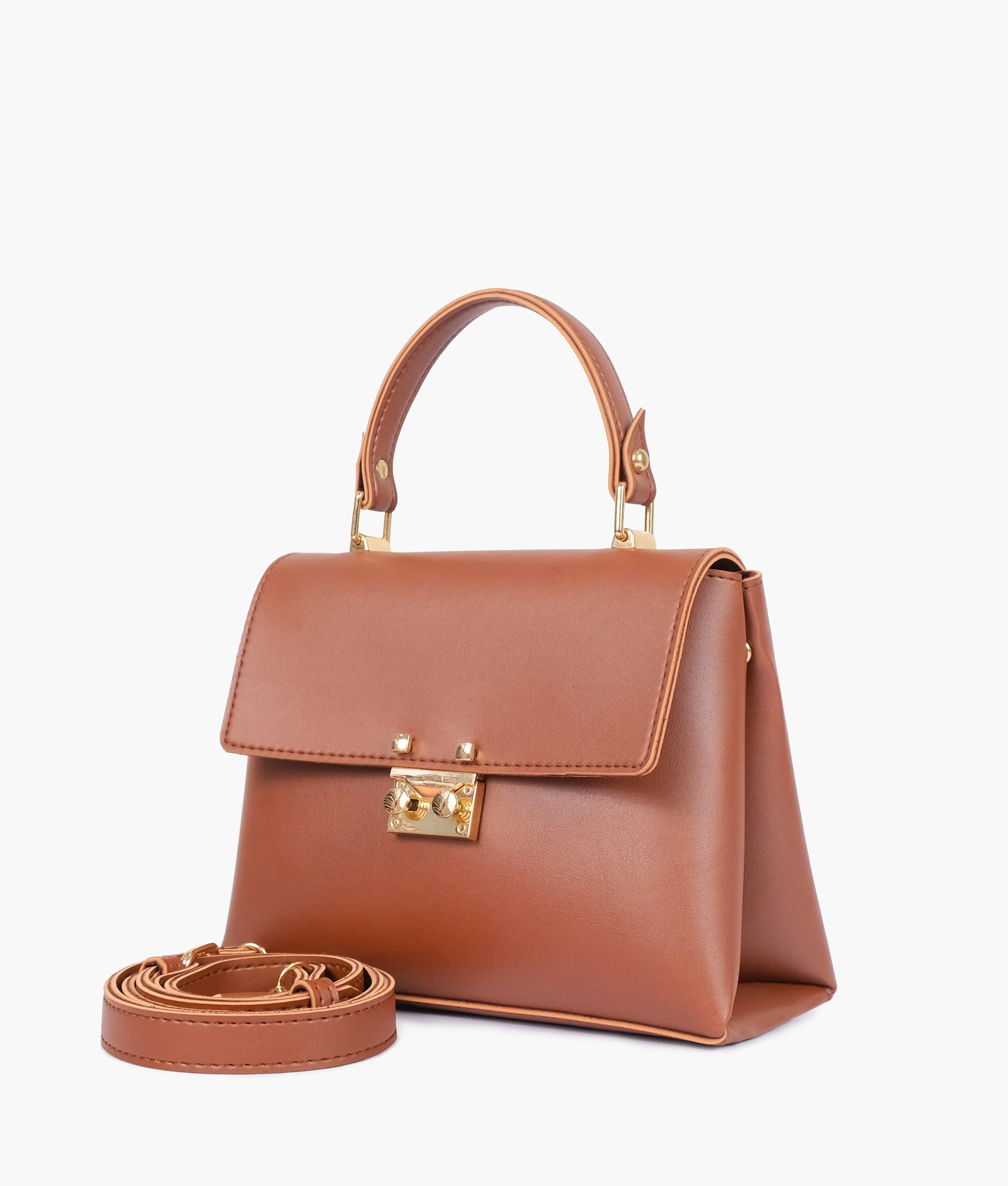 Brown mini top-handle bag