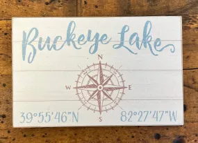 Buckeye Lake ND Coordinates with Compass Magnet