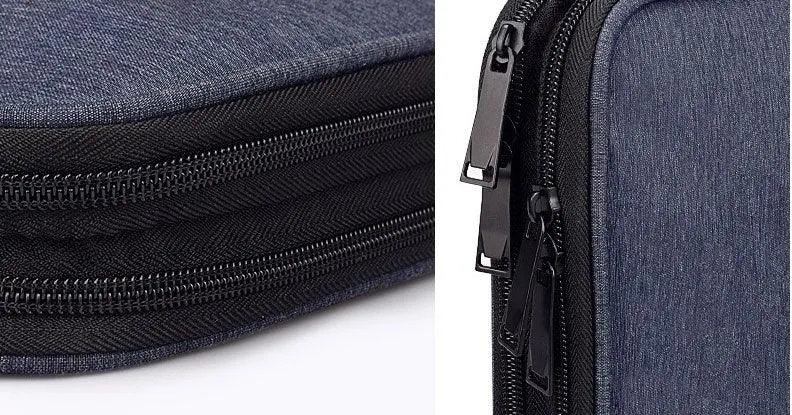 Business And Leisure Double Zipper Notebook Bag- Black