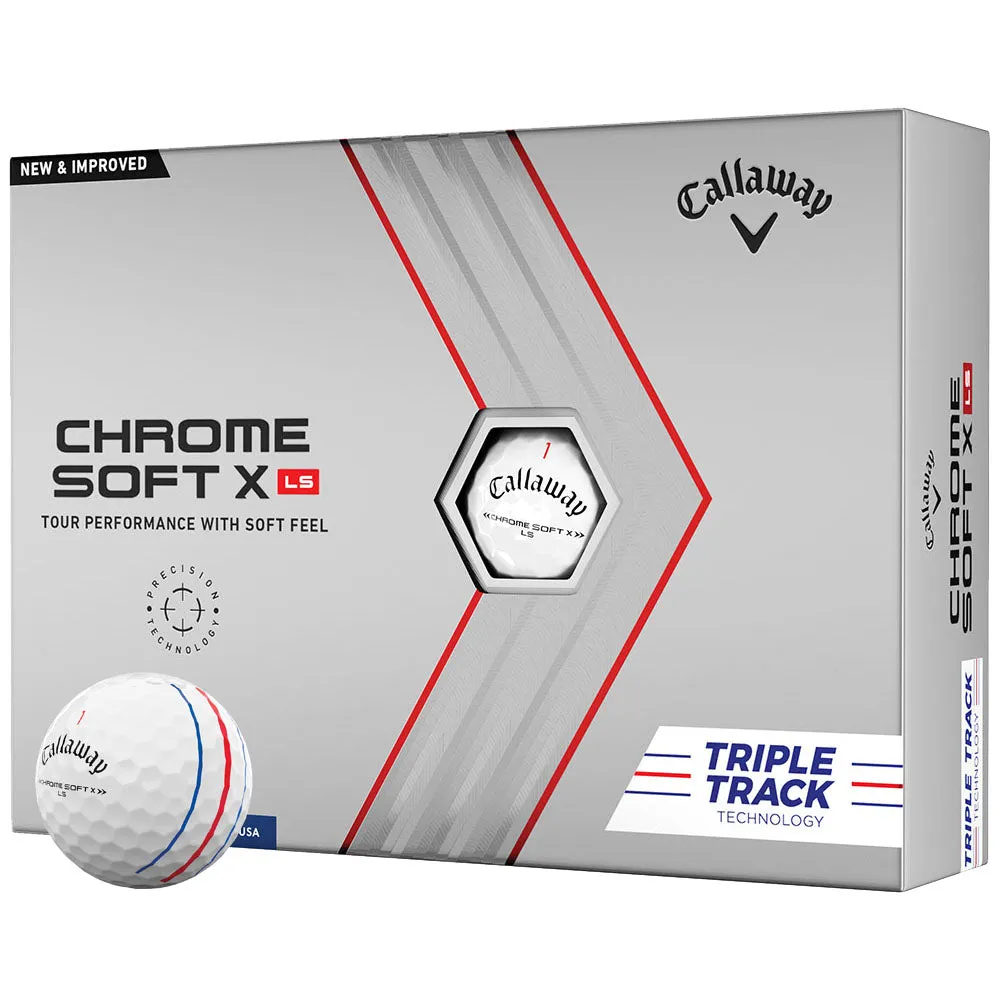 Callaway Chrome Soft X LS Triple Track Golf Balls - White - 12 Pack