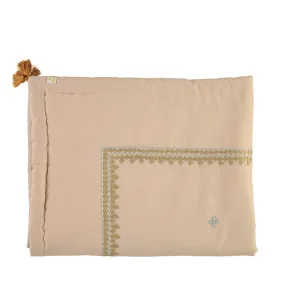 Camomile London Limited Edition Hand Embroidered Reversible Quilt – Peach