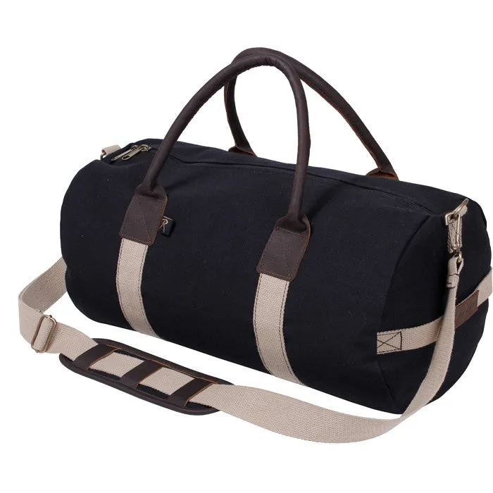 Canvas & Leather Gym Carry Duffle Bag with Straps