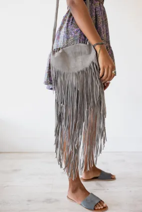 Charcoal Fringe Bag