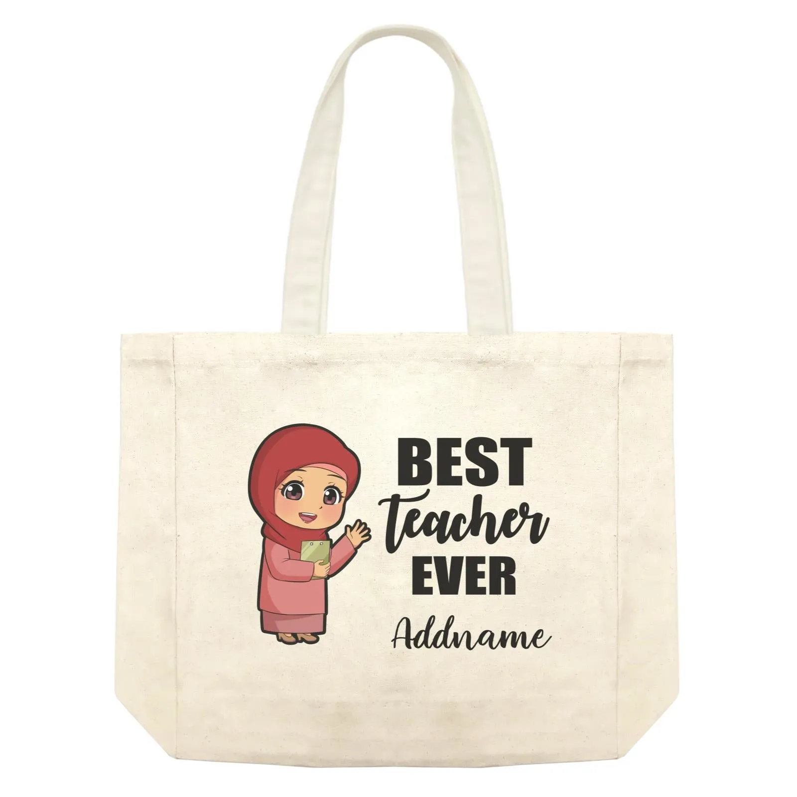 Chibi Teachers Malay Woman Best Teacher Ever Addname Shopping Bag