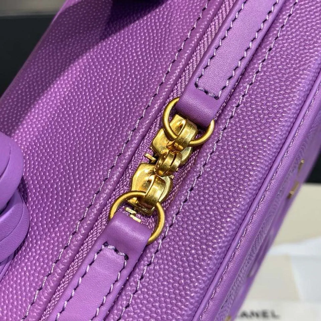 CHL Filigree Vanity Case Bag 20cm Gold Toned Hardware Caviar Leather Spring/Summer Act 1 Collection, Purple