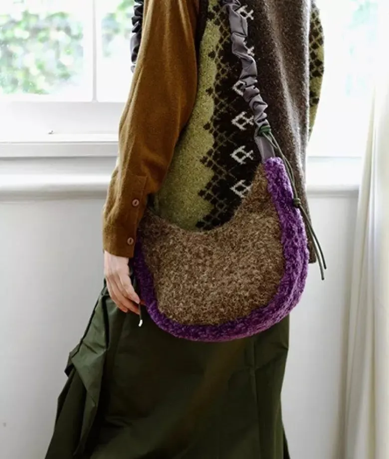 CRESCENT plush hobo bag