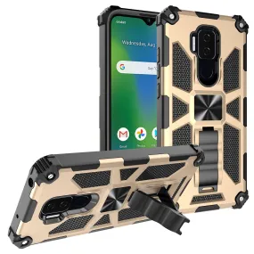 Cricket Influence Case/AT&T Maestro Plus Case [Military Grade] Ring Car Mount Kickstand Hybrid Hard PC Soft TPU Shockproof Protective Case - Gold