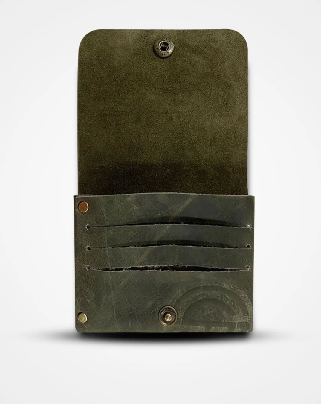 CRUSHED OLIVE GREEN NATIVE BATUA - SLIM LEATHER WALLET