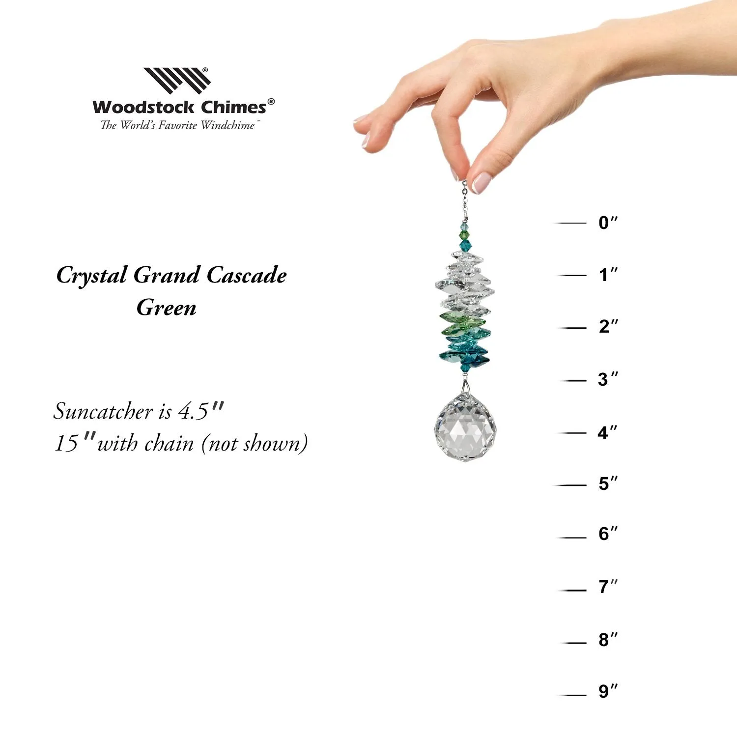 Crystal Grand Cascade Suncatcher - Green