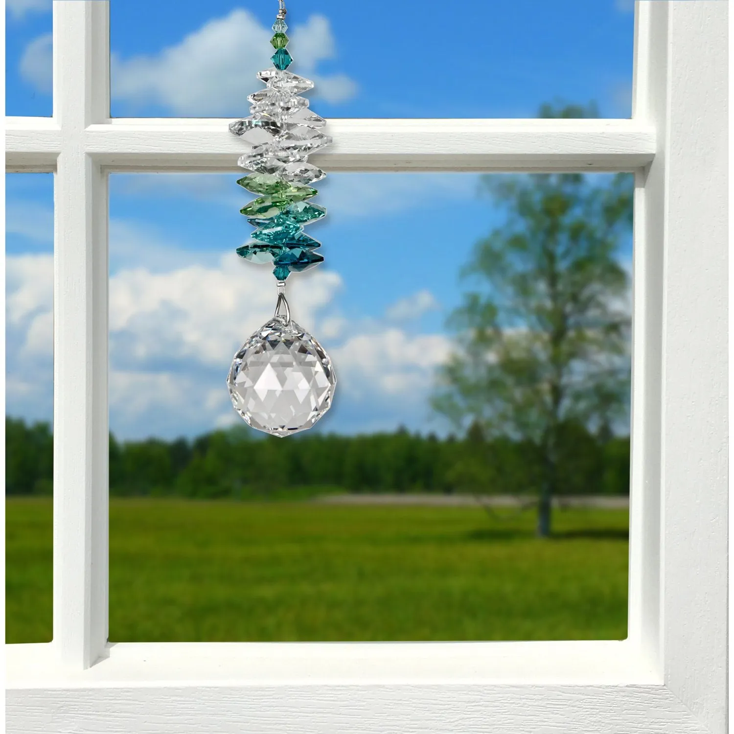 Crystal Grand Cascade Suncatcher - Green