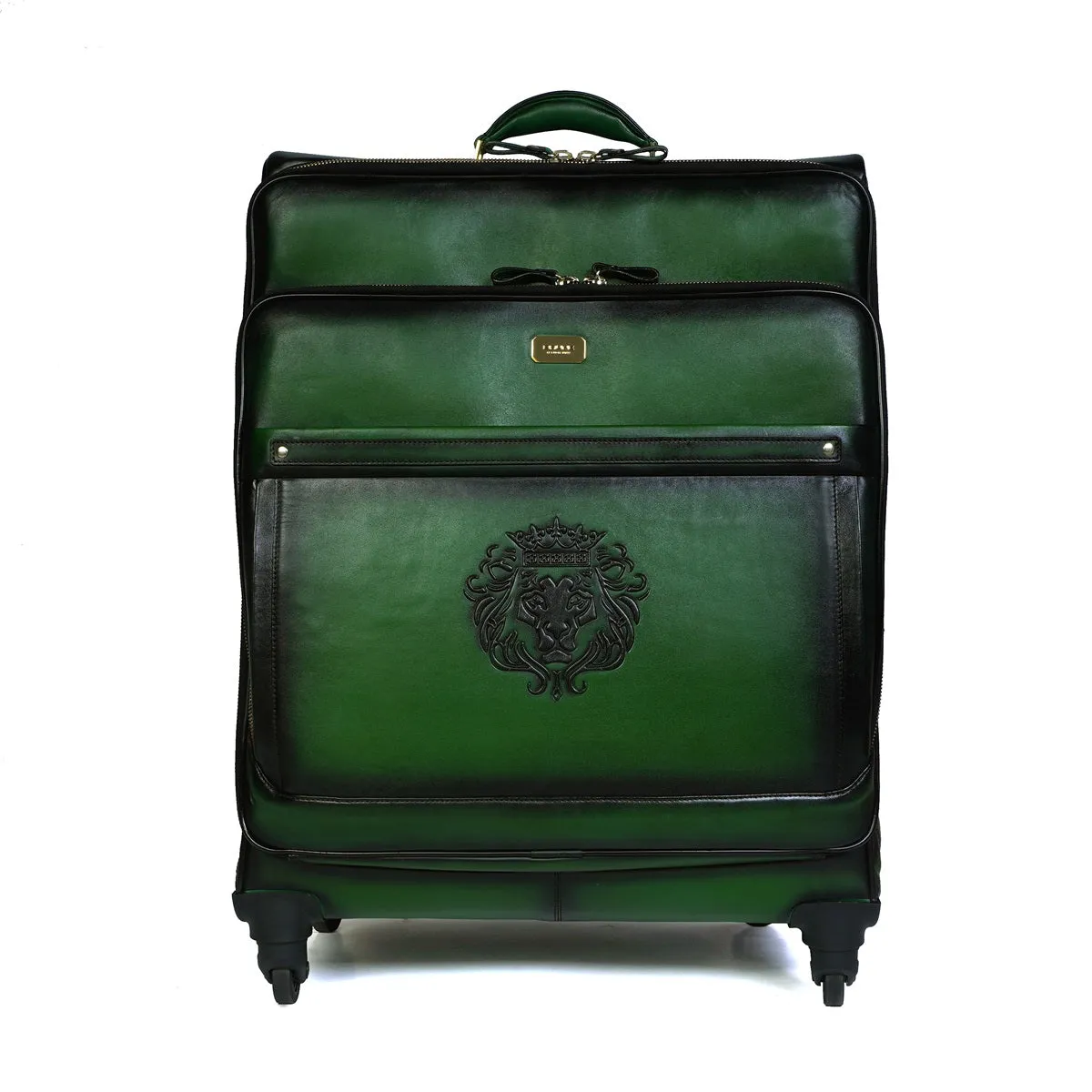 Customized Extra Large Strolley Bag in Green Genuine Leather